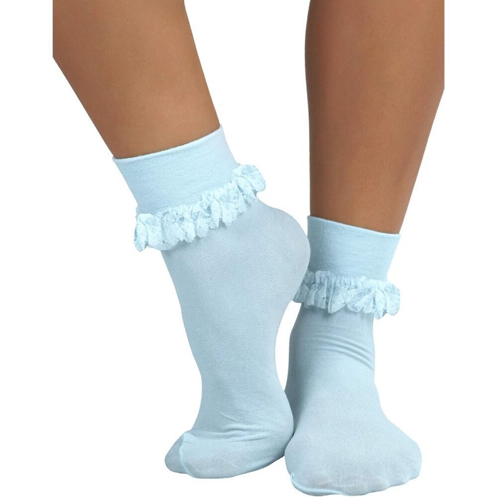 Women's Nylon Ankle Socks Ruffle Lace Trim Fashion Hosiery